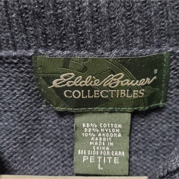 Eddie Bauer Collection Fair Isle Gray Purple Button Down Long Sleeve Sweater PL - Picture 3 of 7